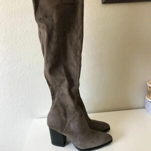 Marc Fisher Taupe Brown Suede Over the Knee Boots